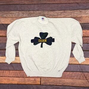 Vintage Irish Shamrock Russell Athletic St. Patrick's Day Gray 1980s Sweatshirt